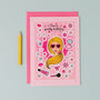 Pink Doll Birthday Card With Stickers, thumbnail 3 of 6