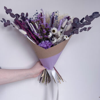 Lilac Purple Daisy Dried Flower Bouquet Gift For Her, 7 of 8