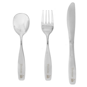 Personalised Three Piece Train Cutlery Set – Perfect For Birthdays, Christenings, And Special Occasions, 4 of 4