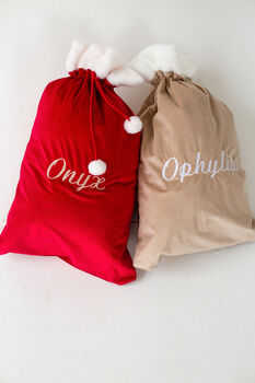 Personalised Embroidered Name Plush Christmas Santa Sack, 2 of 4