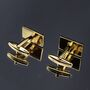 Gold Geometric Cufflinks 316 L Stainless Steel Minimal Design, thumbnail 2 of 6