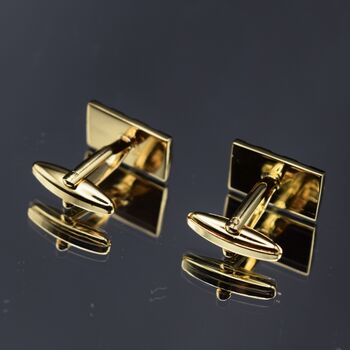 Gold Geometric Cufflinks 316 L Stainless Steel Minimal Design, 2 of 6
