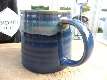 Individual Reactive Glaze Brûlée Mug In Denim Glaze, 10 of 12