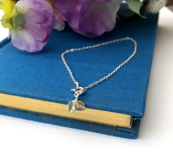 Thank You Teacher Sterling Silver Tiny Leaf Bracelet, 2 of 12