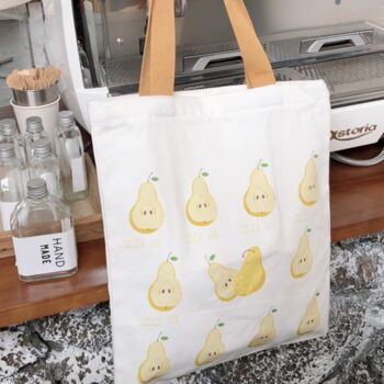 Peach Fruit Picnic Canvas Tote Bag, 3 of 6