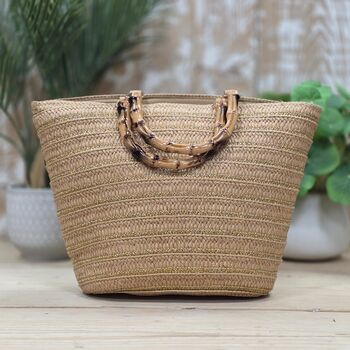 Rattan Gold Detail Shopper Bag, 2 of 2