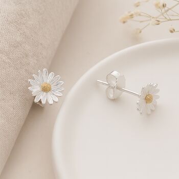 Sterling Silver And Gold Plated Daisy Stud Earrings – 7mm, 6 of 8