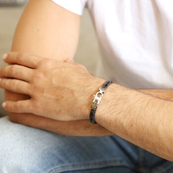 Men's Personalised Tight Braid Leather Bracelet, 11 of 12