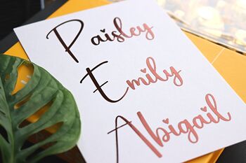 Custom Foil Name Vinyl Decals, Wedding Favor Tags And Flute Decor, 7 of 10