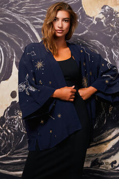 Cosmos Embroidered Short Kimono, 4 of 7