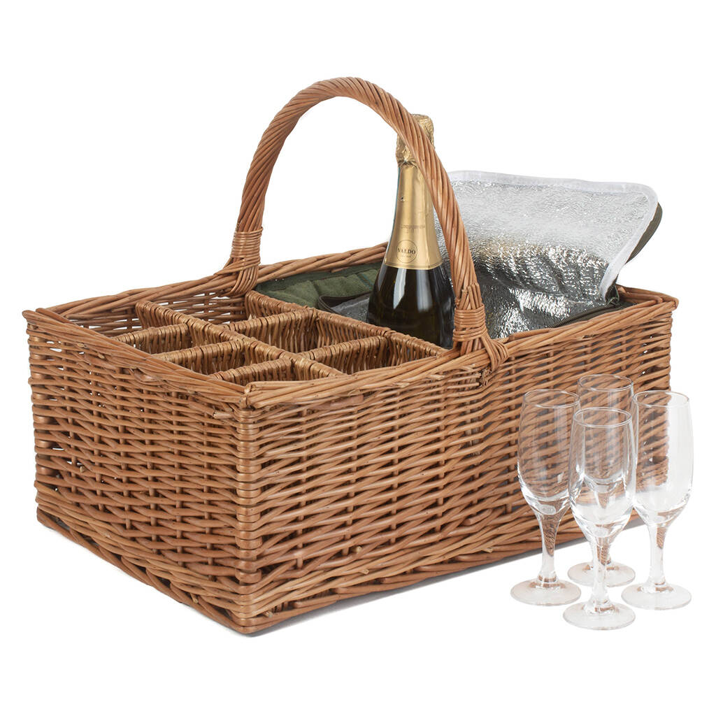 Personalised Traditional Bottle Holder Picnic Basket By Dibor