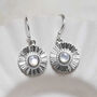 Sterling Silver Gemstone Sun Disc Dangly Earrings, thumbnail 7 of 10