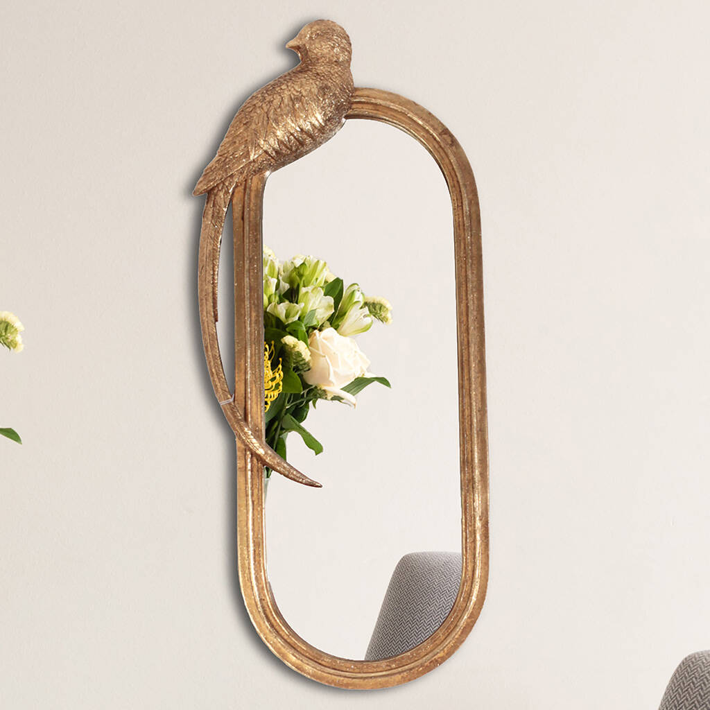 Elegant Gold Bird Wall Mirror, 1 of 2