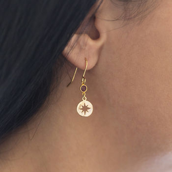 Gold Plated Starburst Birthstone Earrings, 3 of 12
