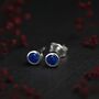 Sterling Silver September Sapphire Birthstone Stud Earrings, thumbnail 1 of 5