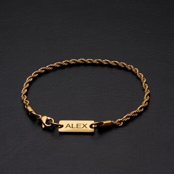 Gold Engravable 3mm Rope Bracelet Unisex, 6 of 12