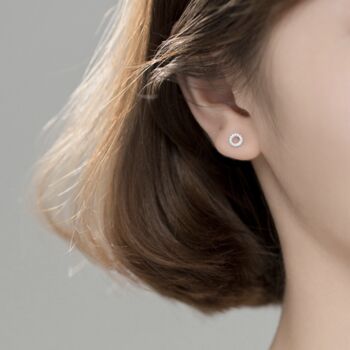 Sterling Silver Crystal Hugs And Kisses Stud Earrings, 3 of 5