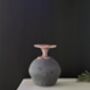 Handmade Porcelain Vase Textured Charcoal Black Base With Glossy Red Glazed Rim, thumbnail 3 of 5