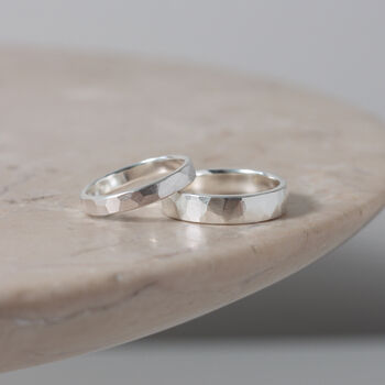 Brushed Hammered Sterling Silver 5mm Ring, 5 of 6