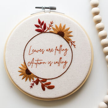 “Autumn Is Calling” Beginner Embroidery Kit, Sunflowers And Foliage Design, Hand Embroidery Kit, 5 of 6