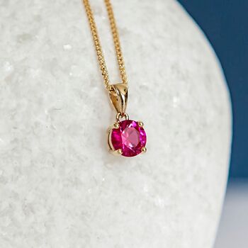 Personalised Solid 9ct Gold July Ruby Birthstone Necklace, 2 of 10