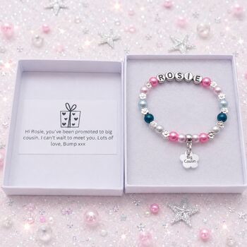 Personalised Big Sister Gift Bracelet. Name Kids Bracelet, 7 of 12