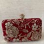 Red Handcrafted Velvet Clutch Bag, thumbnail 4 of 10