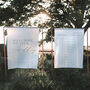 Pair Of Personalised Cotton Welcome Wedding Signs, thumbnail 1 of 4