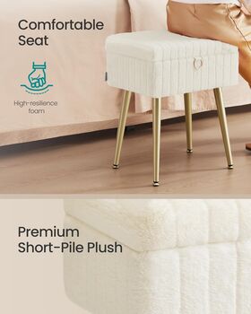 Rectangular Vanity Stool Storage Footrest Ottoman, 3 of 6