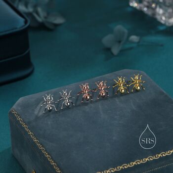 Ant Stud Earrings In Sterling Silver, 4 of 10