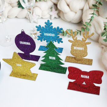 Personalised Gold Glitter Star Christmas Place Setting, 6 of 6