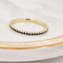 Sterling Silver Sapphire Blue Cz Skinny Crystal Band Ring, thumbnail 1 of 12