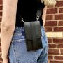 Black Leather Mini Cross Body Phone Bag, thumbnail 5 of 10