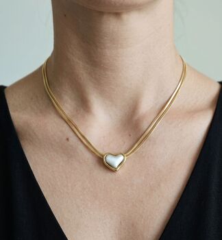 Kokoro Mixed Metals Heart Necklace, 3 of 4