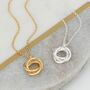 18ct Gold Plated Or Sterling Silver Love Rings Necklace, thumbnail 1 of 5