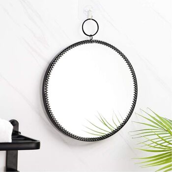 Metal Frame Wall Hanging Decorative Round Mirror, 3 of 11