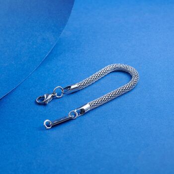 Silver Engraved Foxtail Mesh Bracelet For Men And Women, 6 of 10