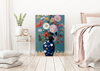 Blue Vase Flower Art Print, 4 of 4