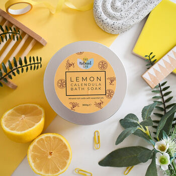 Botanical Bath Soak Tin – Natural Mineral Bath Salts – Lemon Calendula, 2 of 2