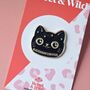 Motherfluffer Black Cat Enamel Pin Badge, thumbnail 1 of 3