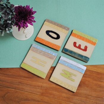 Ceramic Letters Wall Tiles Or Coasters Bright Coloured, 7 of 9