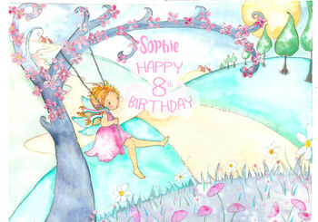 Personalised Swing Fairy Birthday Card, 2 of 2