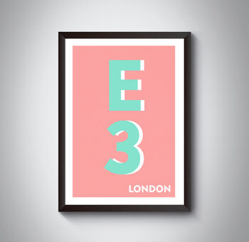 E3 Tower Hamlets, Newham London Postcode Print, 9 of 10