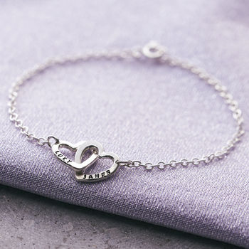 Personalised Double Heart Names Bracelet, 3 of 8