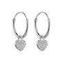 Sterling Silver Hoop Earrings With Cz Heart Charm, thumbnail 3 of 7
