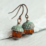 Verdigris Amber Acorn Earrings, thumbnail 2 of 9