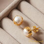 White Pearl Textured Gold And Silver Stud Earrings, thumbnail 8 of 11