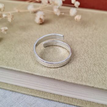 Personalised Name And Date Adjustable Silver Ring, 6 of 8
