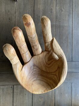 35cm Giant Hand Bowl – Handmade Teak Root Wooden Dish, 10 of 10