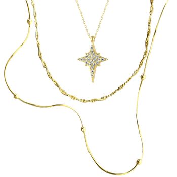 Sterling Silver Northernstar Necklace Layering Stacking Set, 3 of 3